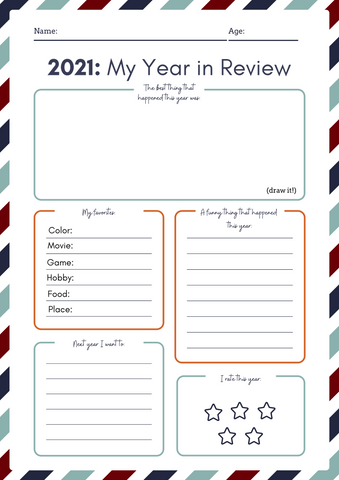 Kid's 2021 Year In Review New Years Eve Printable