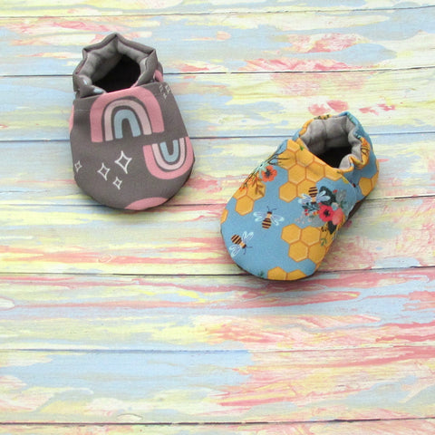 Spring Girl Rainbow and Honey Bee Flowers Baby Shoes