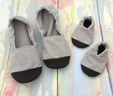 Soft Sole Vegan Baby Shoes that don't fall off and matching women's slippers