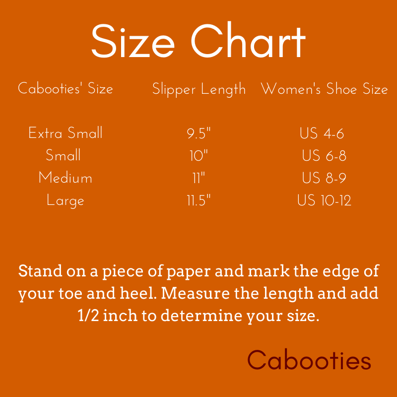 womens slippers size chart