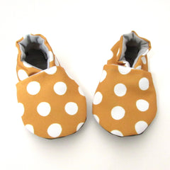 Mustard Dot Soft Sole Baby and Toddler Shoes