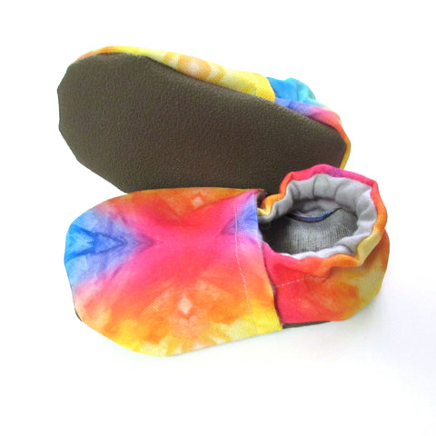 Cabooties Rainbow Tie Dye Toddler shoes for learning to walk