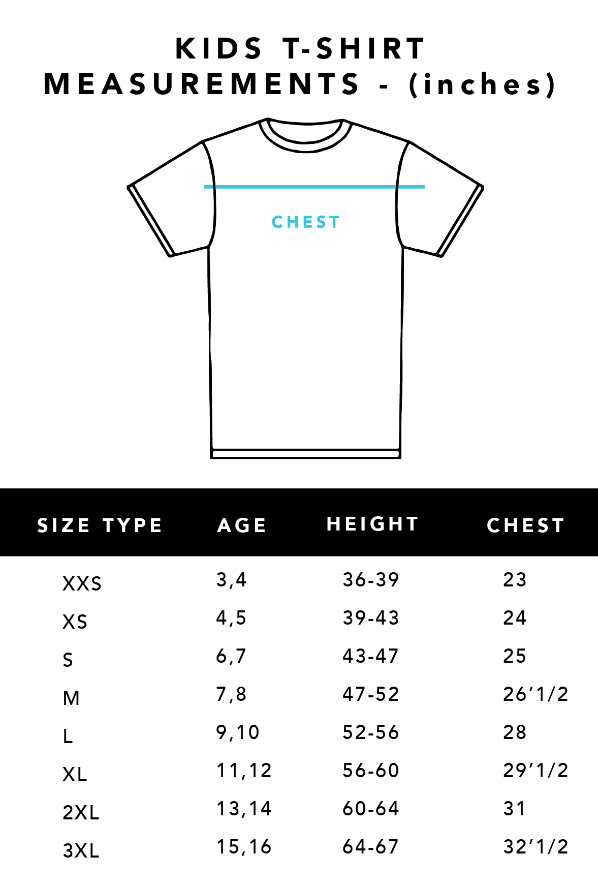Hanes T Shirt Size Chart