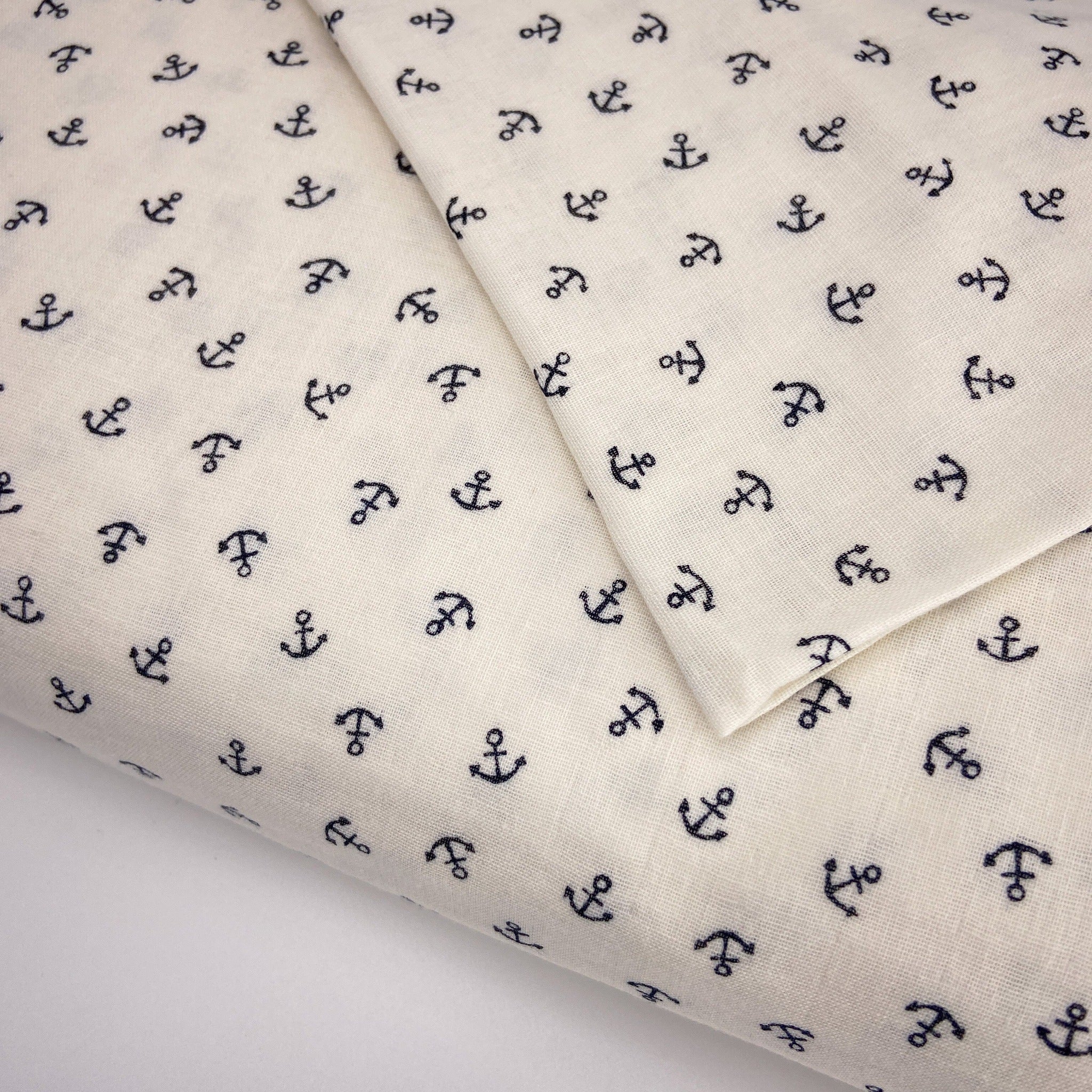 Japanese Cotton Double Gauze Print - Navy Anchor – Earth Indigo