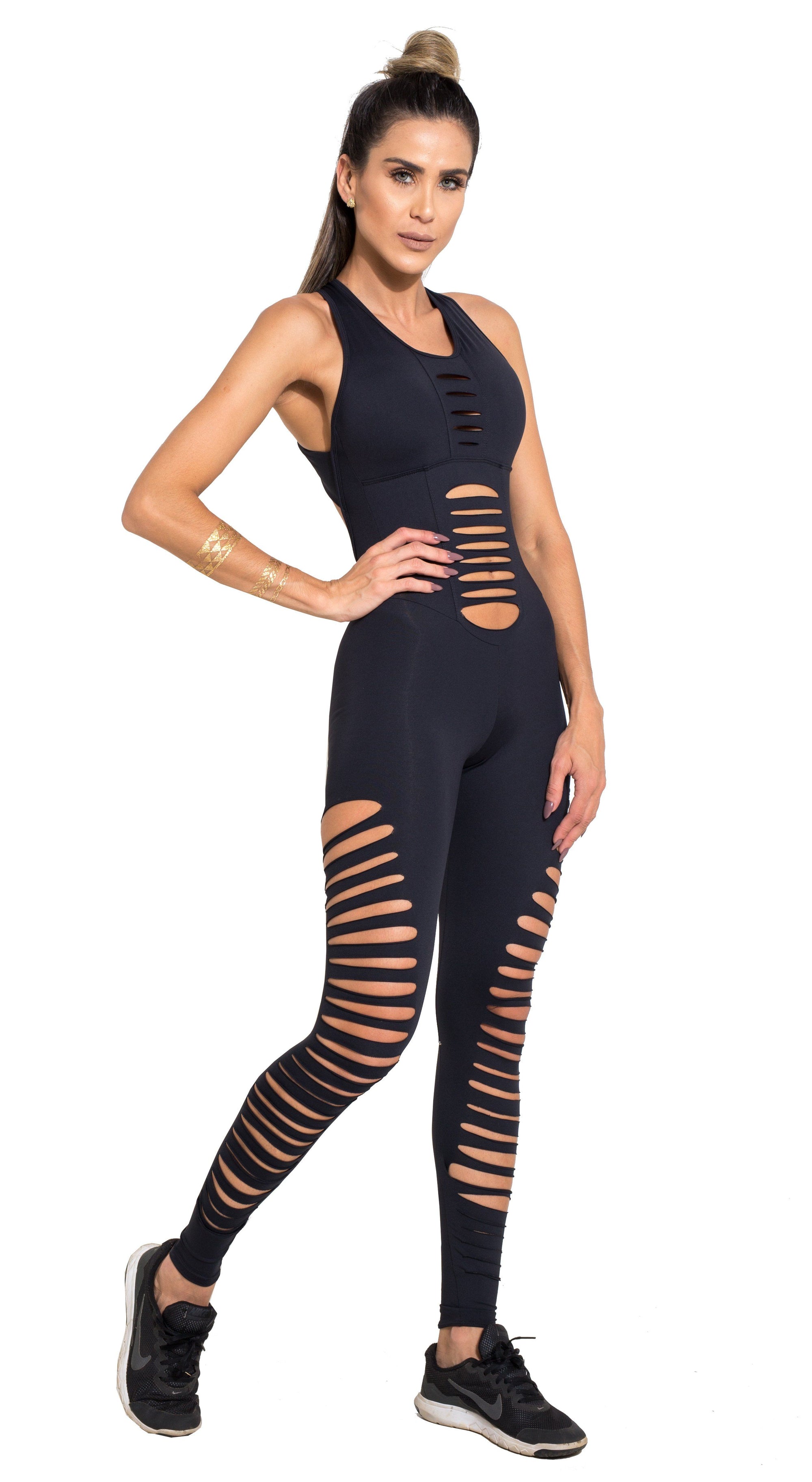 black ripped jumpsuit