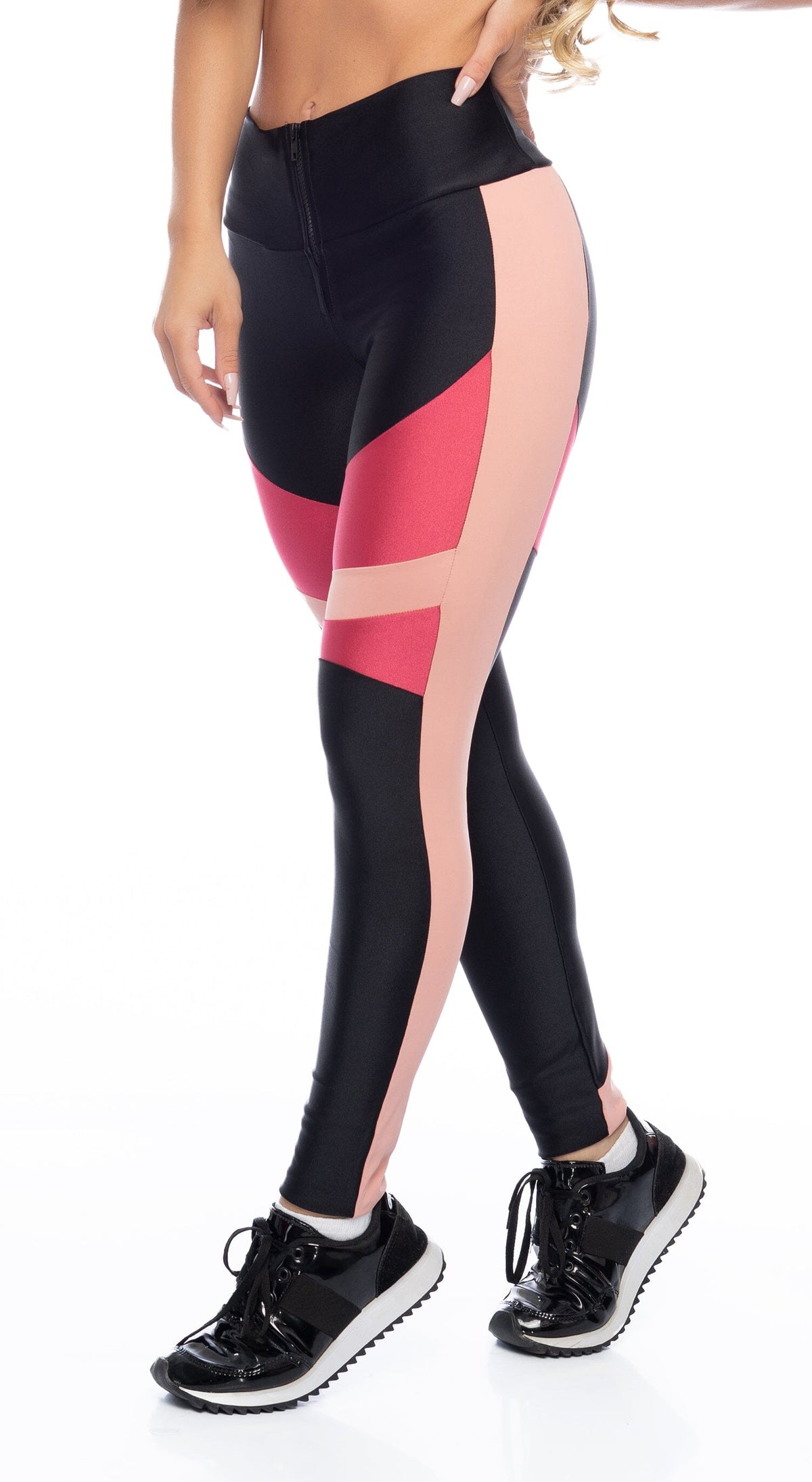 Black Shock Pink Aerobic Striped Leggings (Custom-Made) – CLS