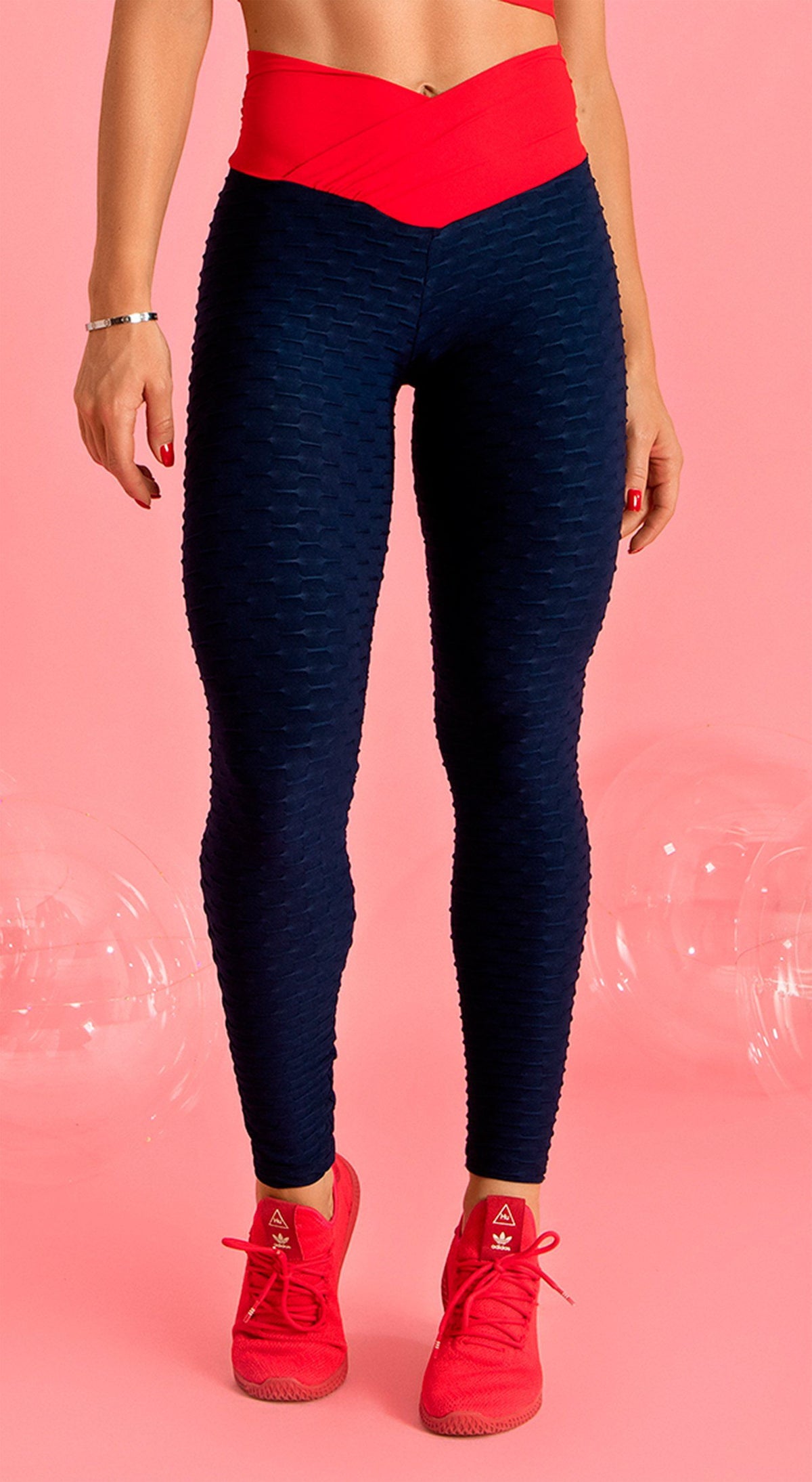 Anti Cellulite Textured Dream Effect Black & Green Leggings