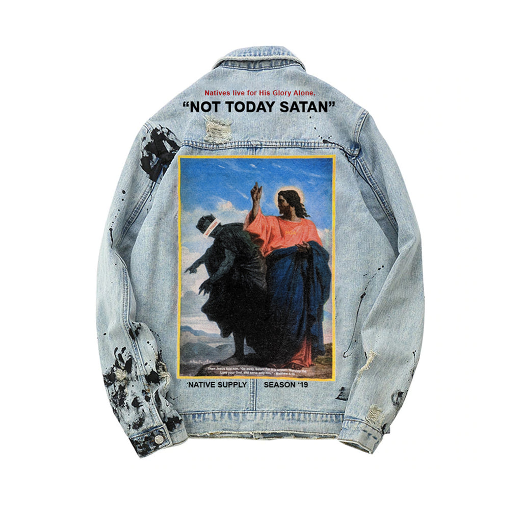 Not Today Satan Blue Denim Jacket 