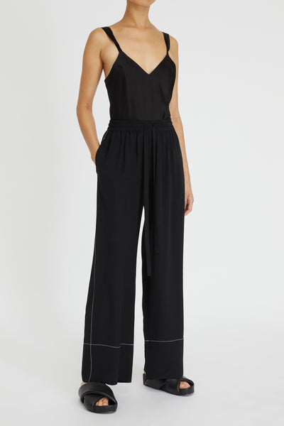 h&m black satin jumpsuit