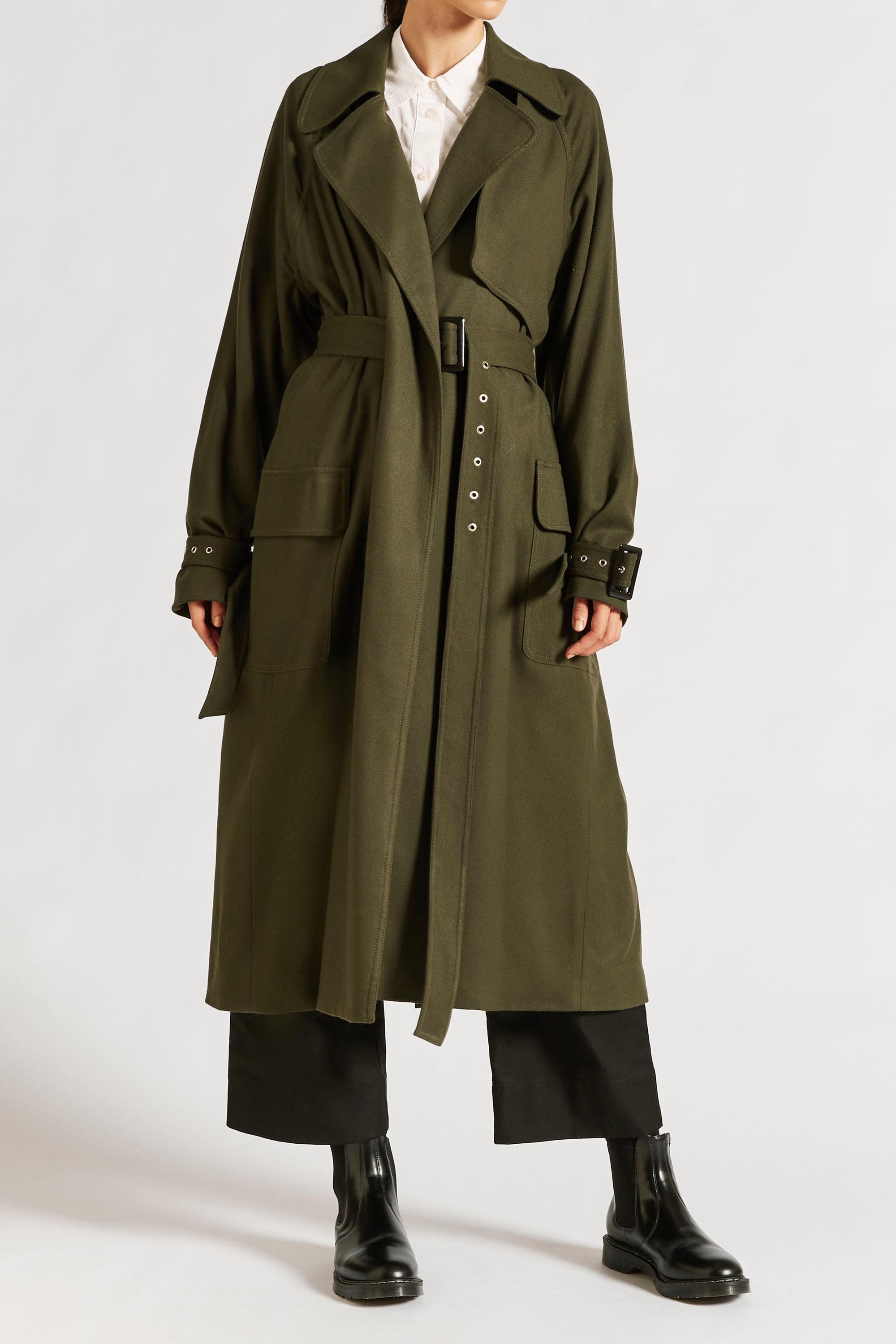 Lee Mathews | Logan Double Breasted Trench in Khaki