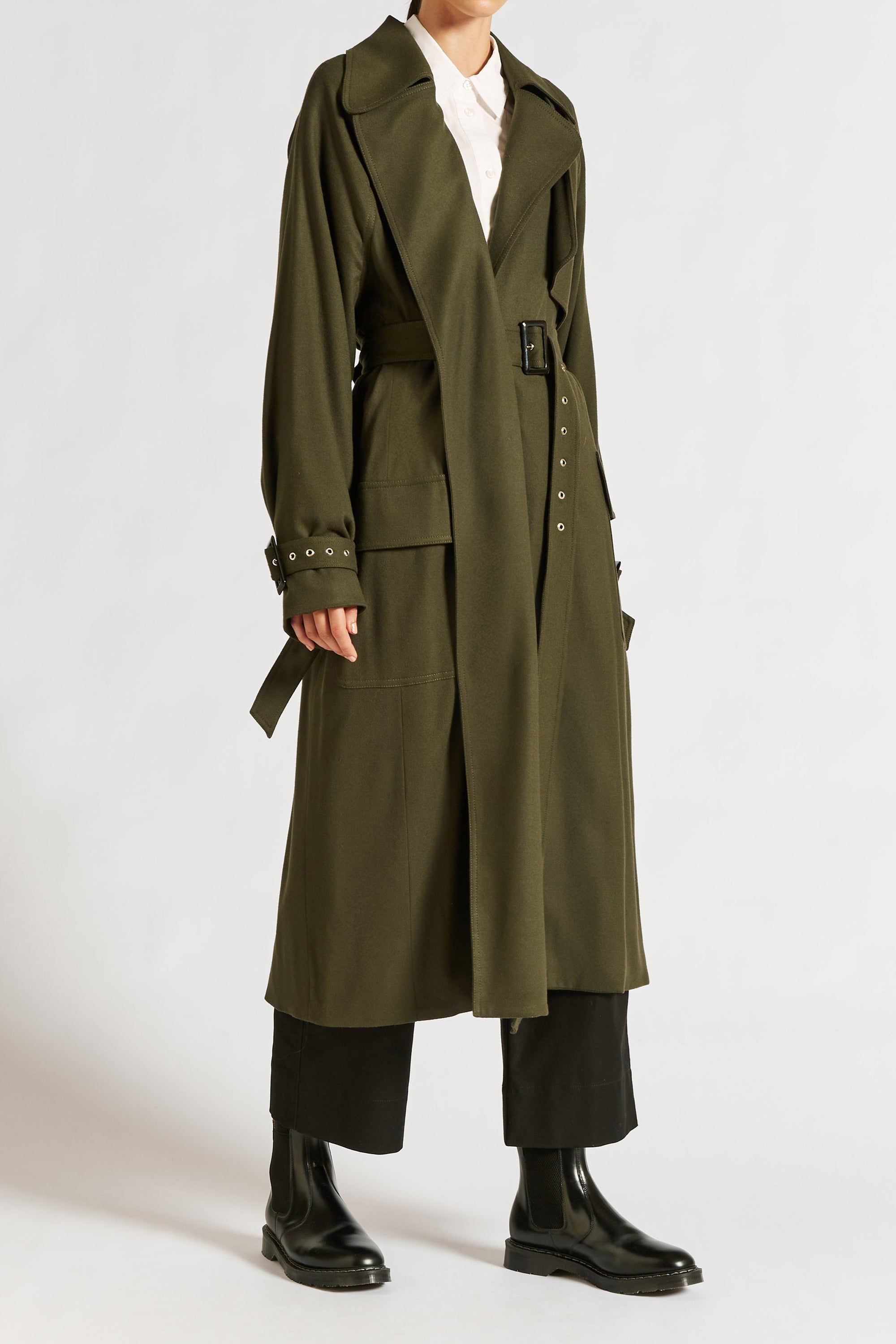 Lee Mathews | Logan Double Breasted Trench in Khaki