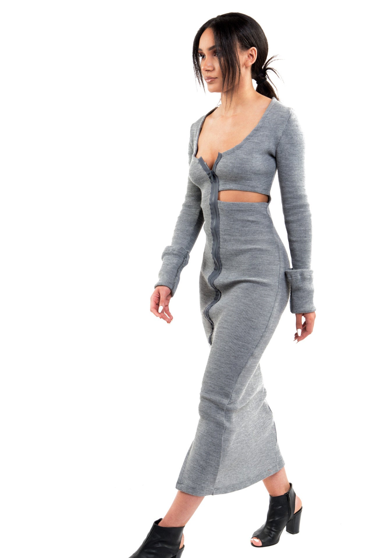 PHILLY Zip Midi in Grey