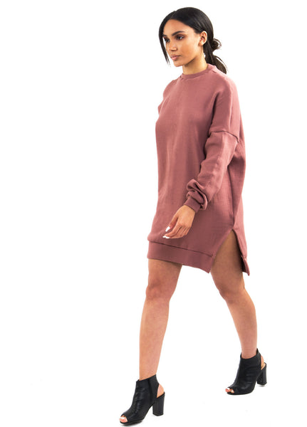 BRENTON Sweater Dress in Mauve