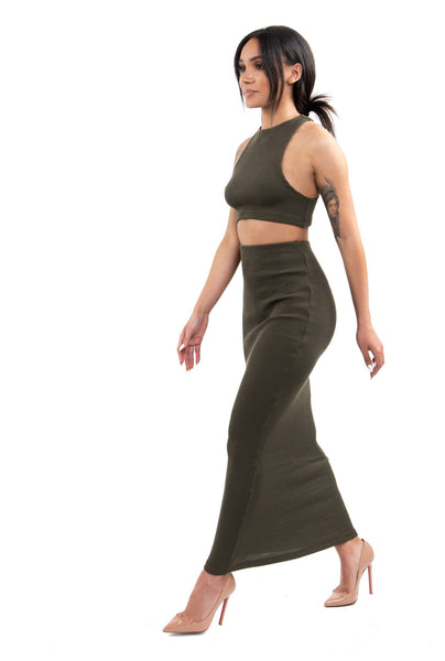 HUDSON Maxi Skirt in KHAKI