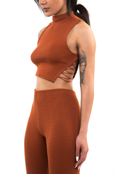 NORI Lace-up Top in RUST