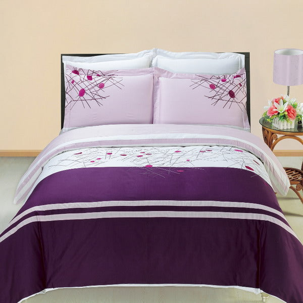 Bed Linen Duvet Cover Set 3 Piece Full Queen Embroidered Multi