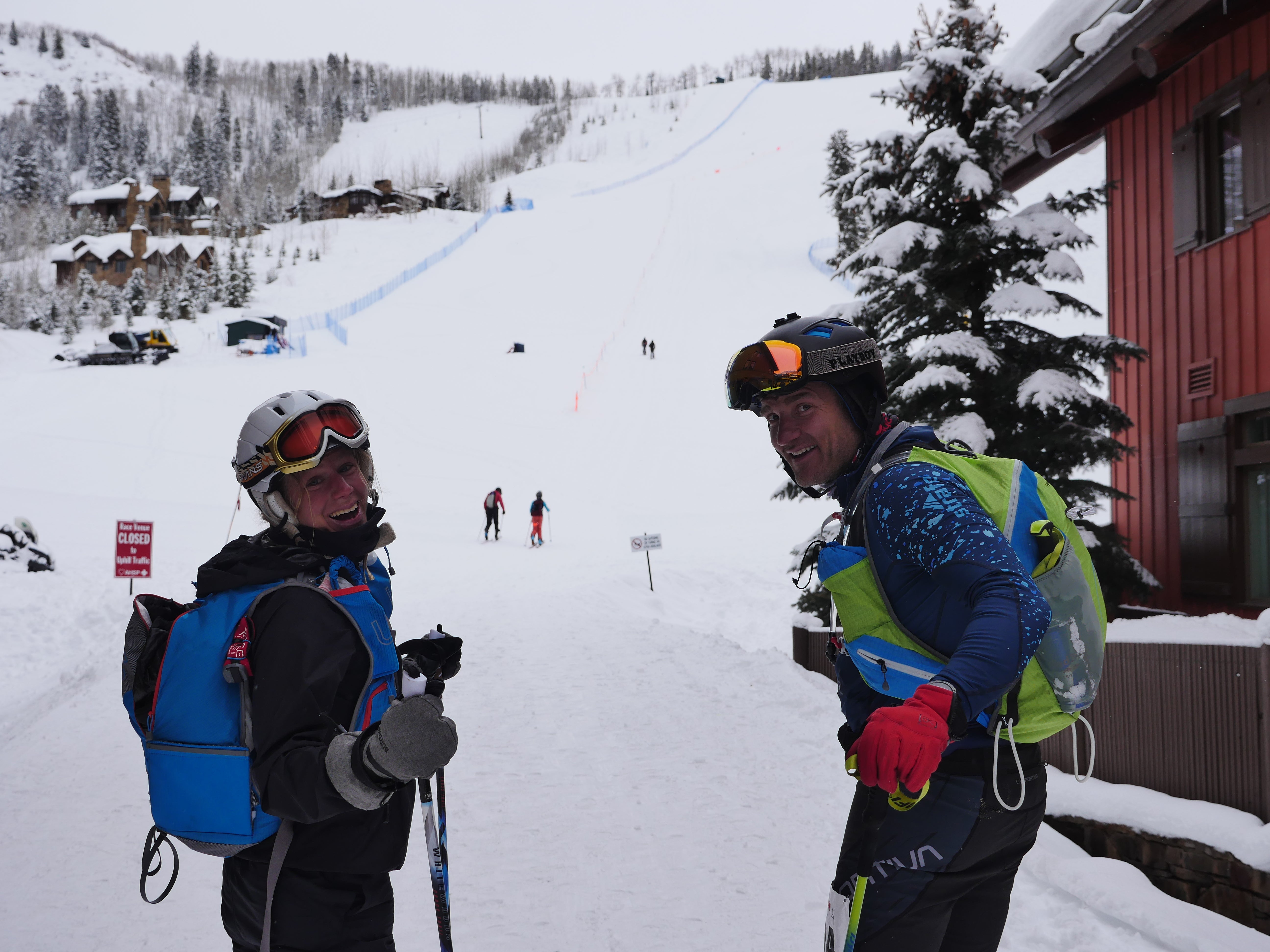 Rea Kolbl and Trevor Townsend at Audi Power of Four Skimo, Aspen 2019