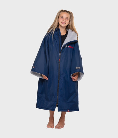 Kids dryrobe® Advance short sleeve Navy Grey changing robe Changing Poncho