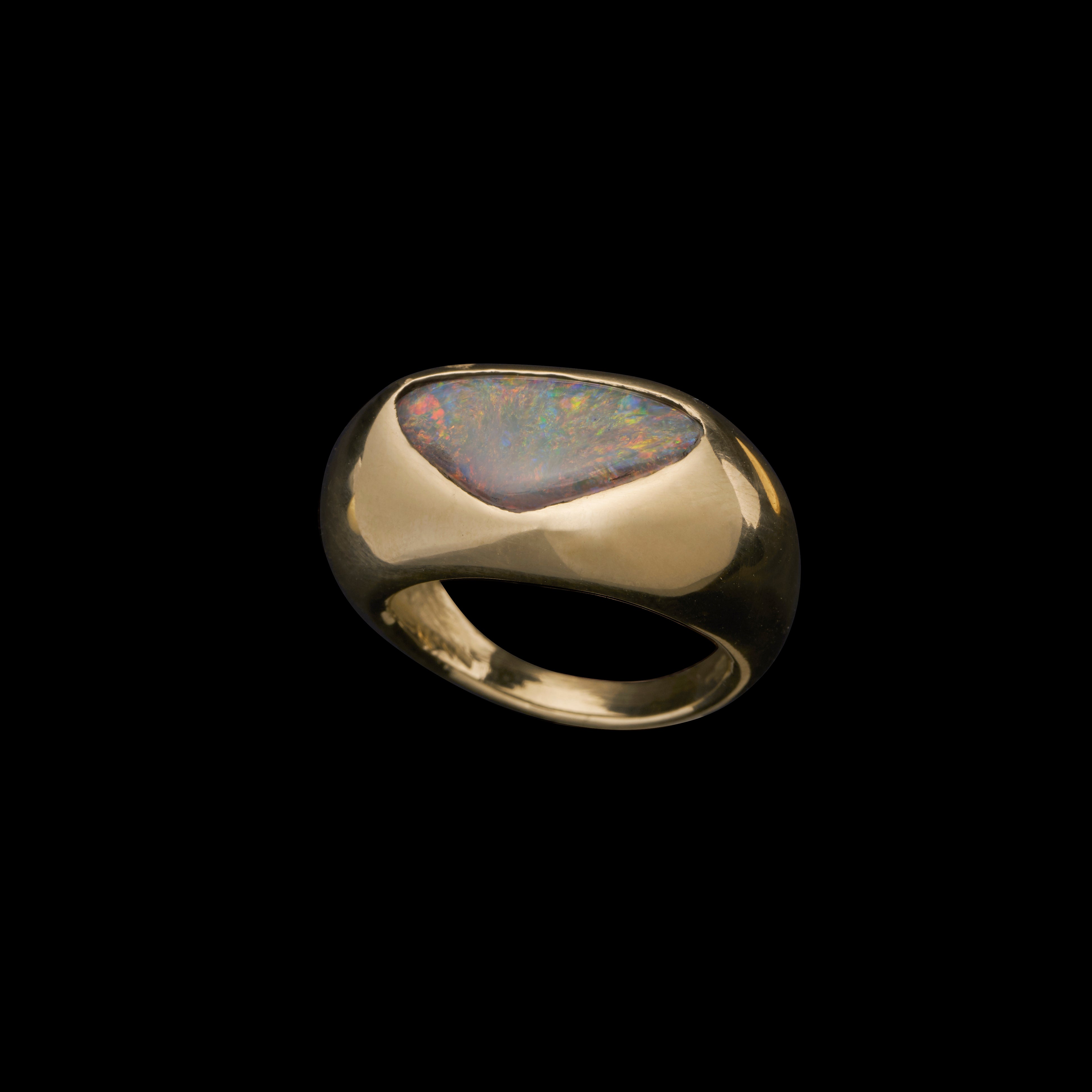 Opal Triangle Cigar Band Ring