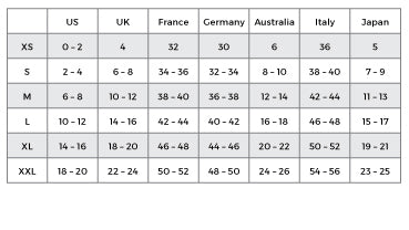 Women's Skirts Size Chart - US Skirt Sizes