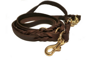Double ended dog lead - Soft leather