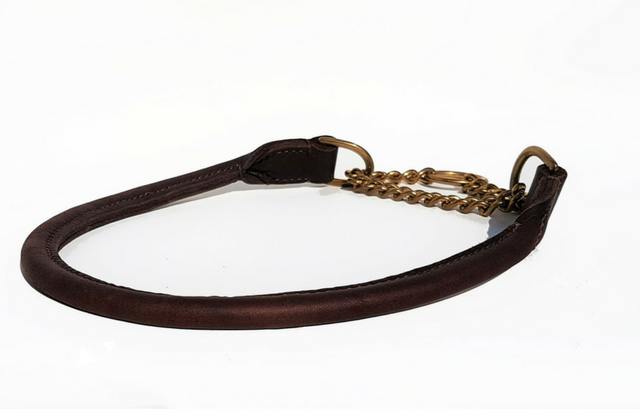Rolled leather half-check collar - BRASS – WoofStar Shop