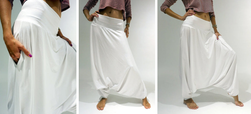 Cotton White Harem Pants, Kundalini Yoga White Pants, Glorka
