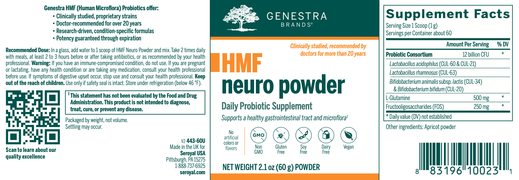HMF Neuro Powder (60 grams)-Genestra-Pine Street Clinic
