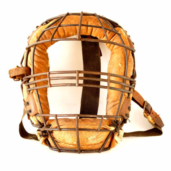 Vintage Baseball Catchers Face Mask with Metal Grid, Leather Straps (c ...