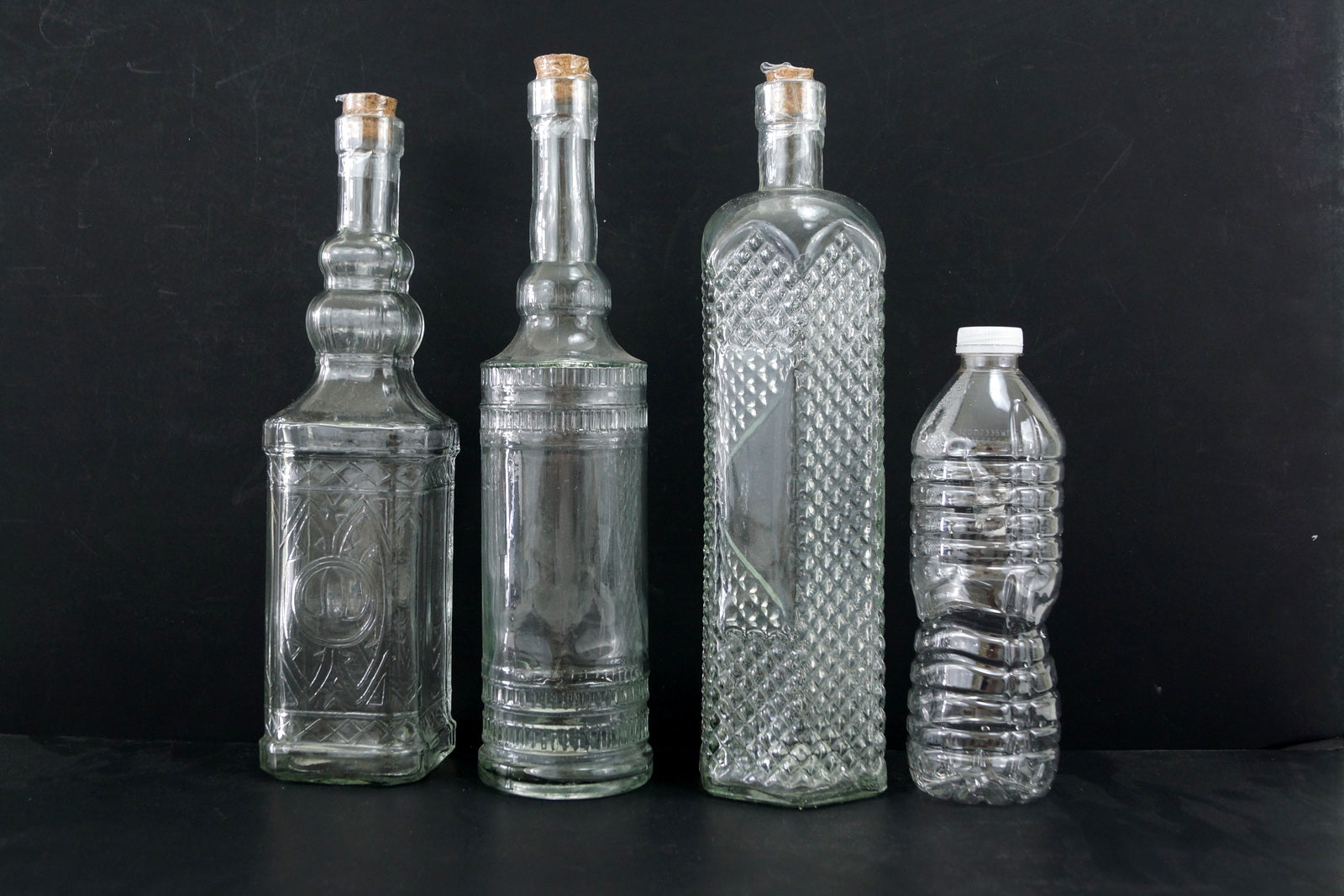 Decorative Clear Glass Whiskey Style Bottle With Cork 12 Tall 5410