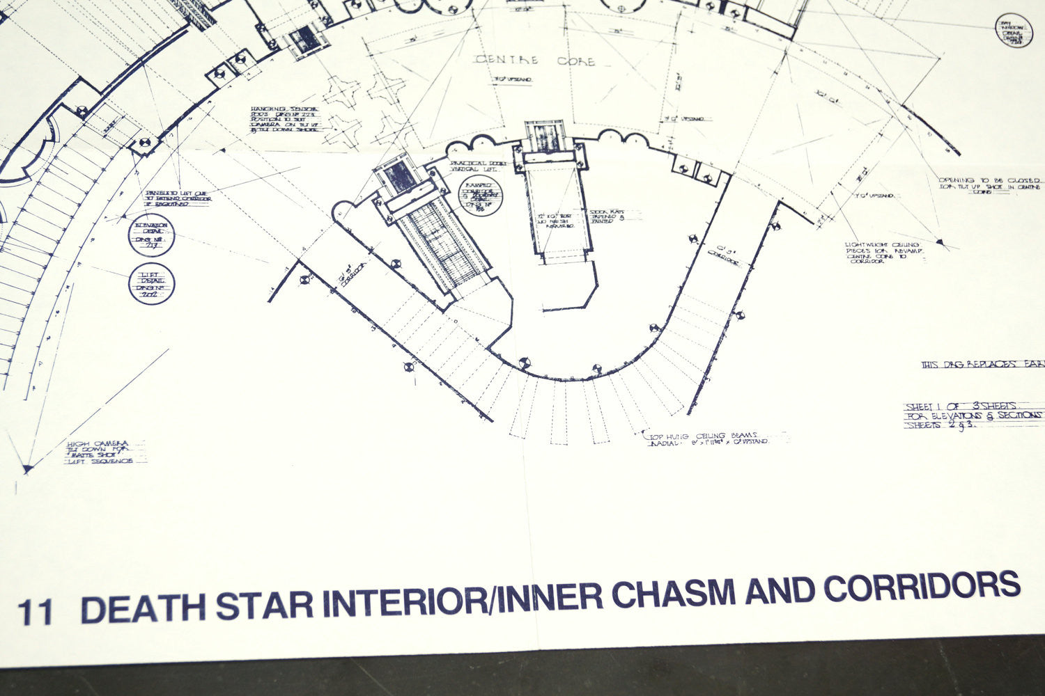 Vintage Star Wars Blueprint For Death Star Interior Inner