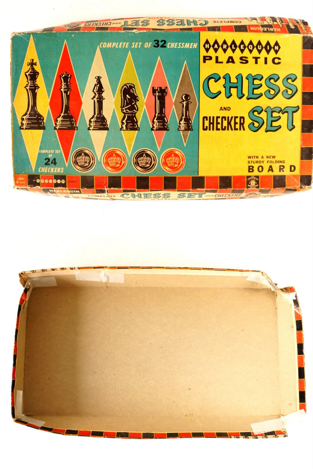 Vintage Harlequin Chess and Checker Set by Bar-Zim (c.1940s ...