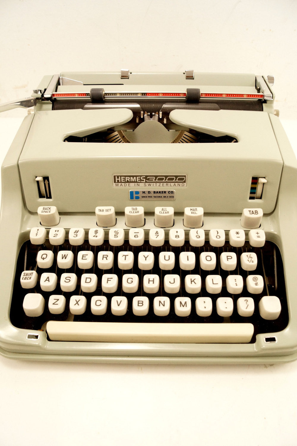 Vintage Hermes 3000 Portable Typewriter in Case with Manual (c.1968