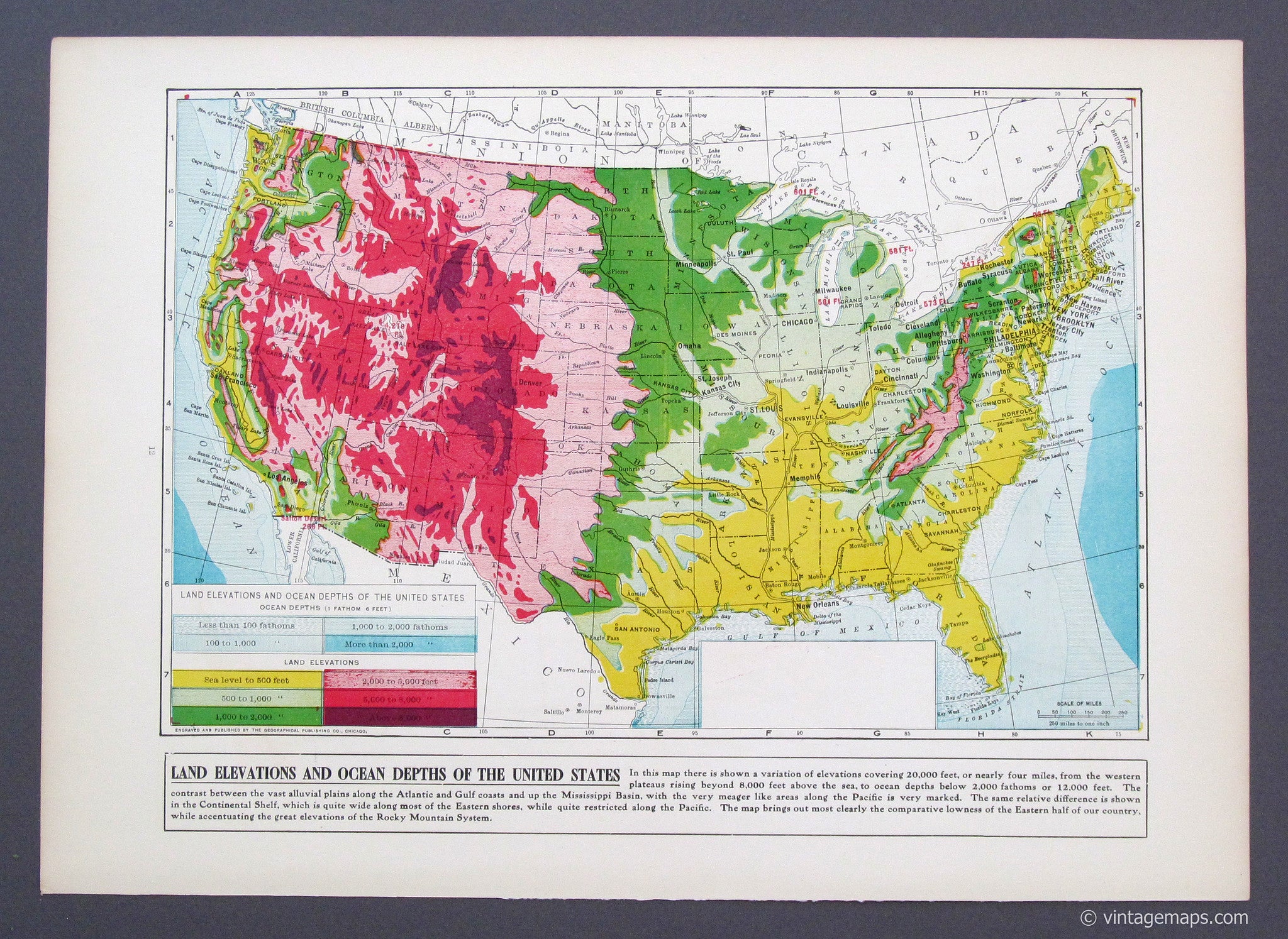 Us Topographic Map With Elevations United States Map 1655