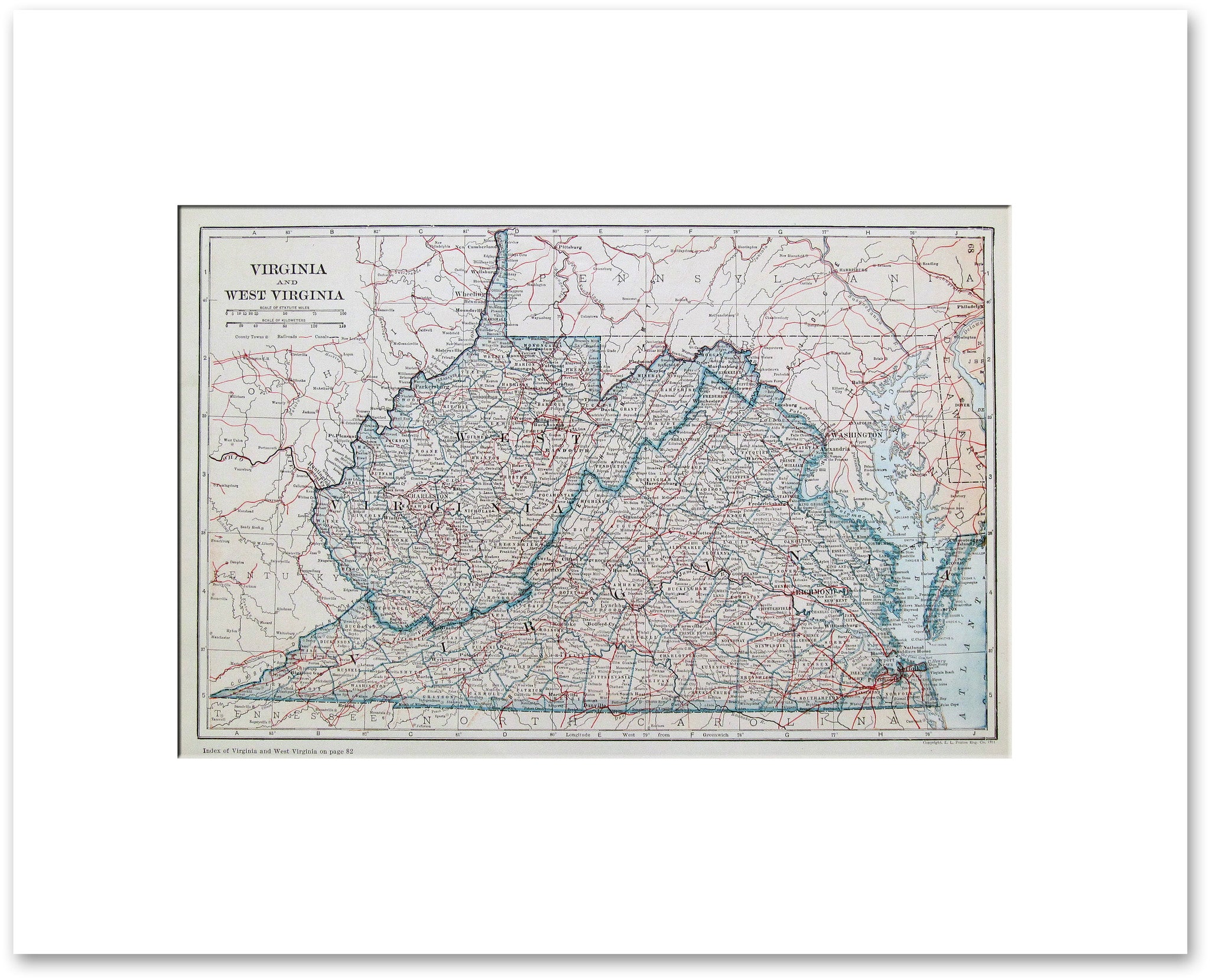 Virginia And West Virginia 1921 Vintage Maps