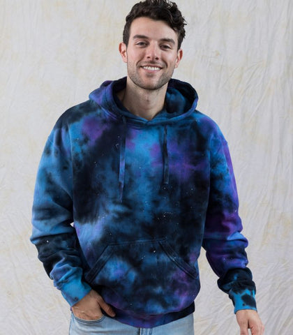 This galaxy tie dye hoodie is made of cotton and is perfect for keeping warm on chilly days. It is sure to become one of your favorite pieces of clothing!
