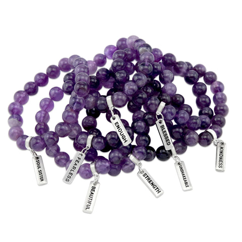 Meaningful bracelets made from amethyst stone 