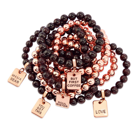 Meaningful bracelets made from garnet gemstone