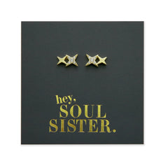  HEY SOUL SISTER TWINKLE STARTS GOLD STERLING SILVER STUDS