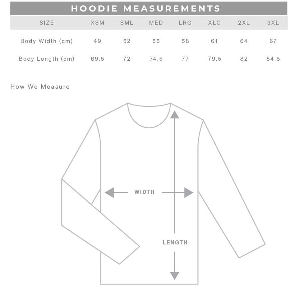 Hoodie Size Guide. Grateful Hoodie including Plus Sizes for women. Sister & Soul apparel, tees and hoodies.