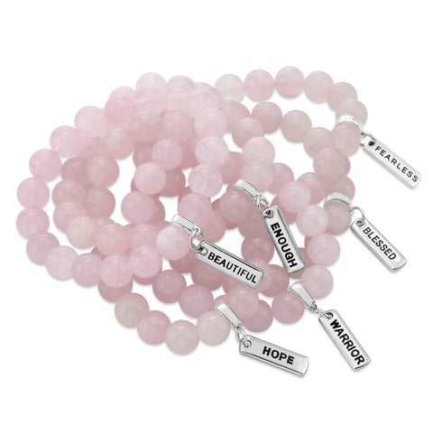 meaningful bracelets made from rose quartz gemstones