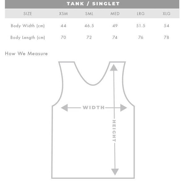 Tank top size guide.