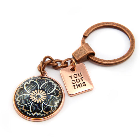 Rose Gold Vintage Keyring word charm "You Got This"