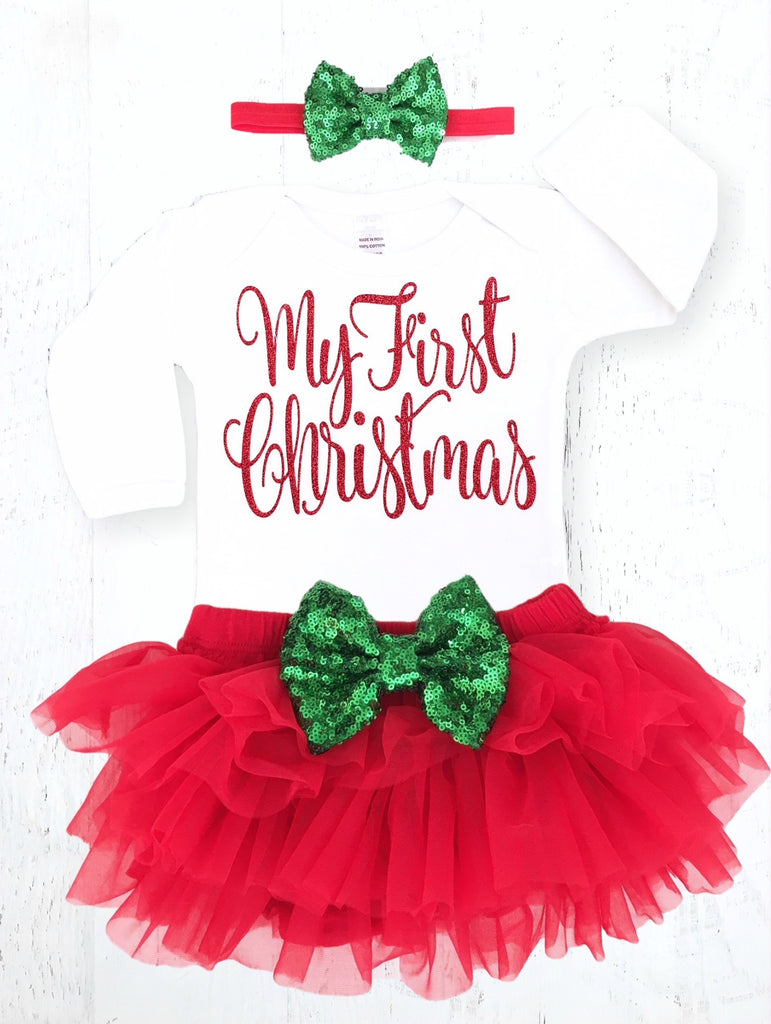 my first christmas baby girl outfit