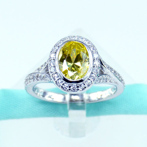 Oval Cut Yellow CZ Womens Engagement Ring in Sterling Silver - 6Grape ...