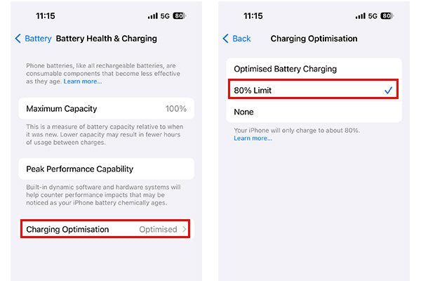 How to set 80% charge limit