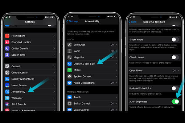 Turn on auto-brightness to keep your iphone battery draining fast