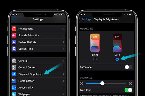 Turn on dark mode so your iphone battery stop draining fast