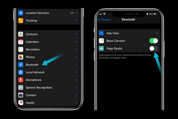 Turn off bluetooth for apps that don't need it to stop your iphone battery draining fast