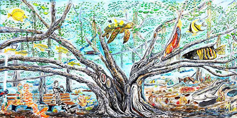 banyan tree oil painting